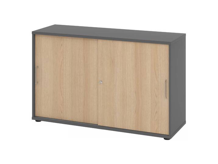 BETA S 1752S Schiebetürenschrank 2 OH Metallgriff Graphit/Eiche