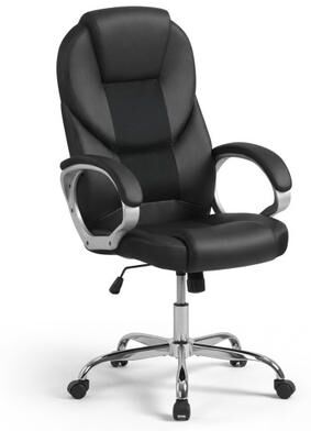 Costway Leather Office Chair Ergonomic Mesh Executive Chair with Padded Armrests and Rocking Backrest-Black