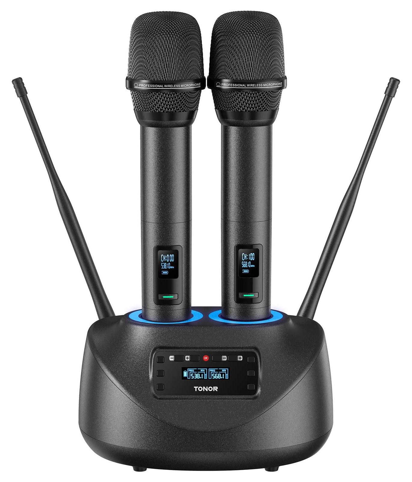 Selius Draadloze Bluetooth Microfoonset - Oplaadbaar - Donkergrijs - Karaoke en Handheld