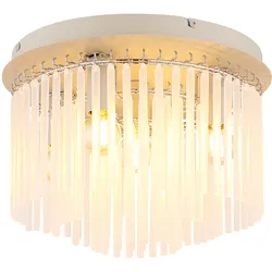 Deckenlampe beige Wohnzimmerleuchte Schlafzimmerlampe Deckenleuchte 5-flammig, Glasstäbe satiniert, 5x E14 Fassungen, DxH 32 x 23 cm