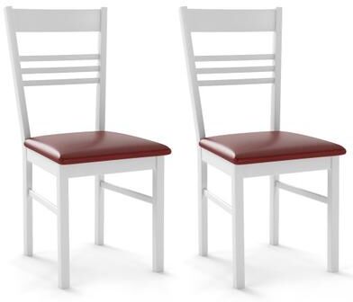 Costway Wood Dining Chairs Set of 2 with Rubber Wood Frame-White