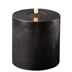 Deluxe Homeart LED Stumpenkerze Real Flame schwarz, 10 cm, Ø 10 cm
