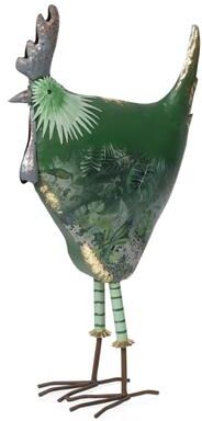 Alpine Metal Green Cottage Farm Rooster Decor