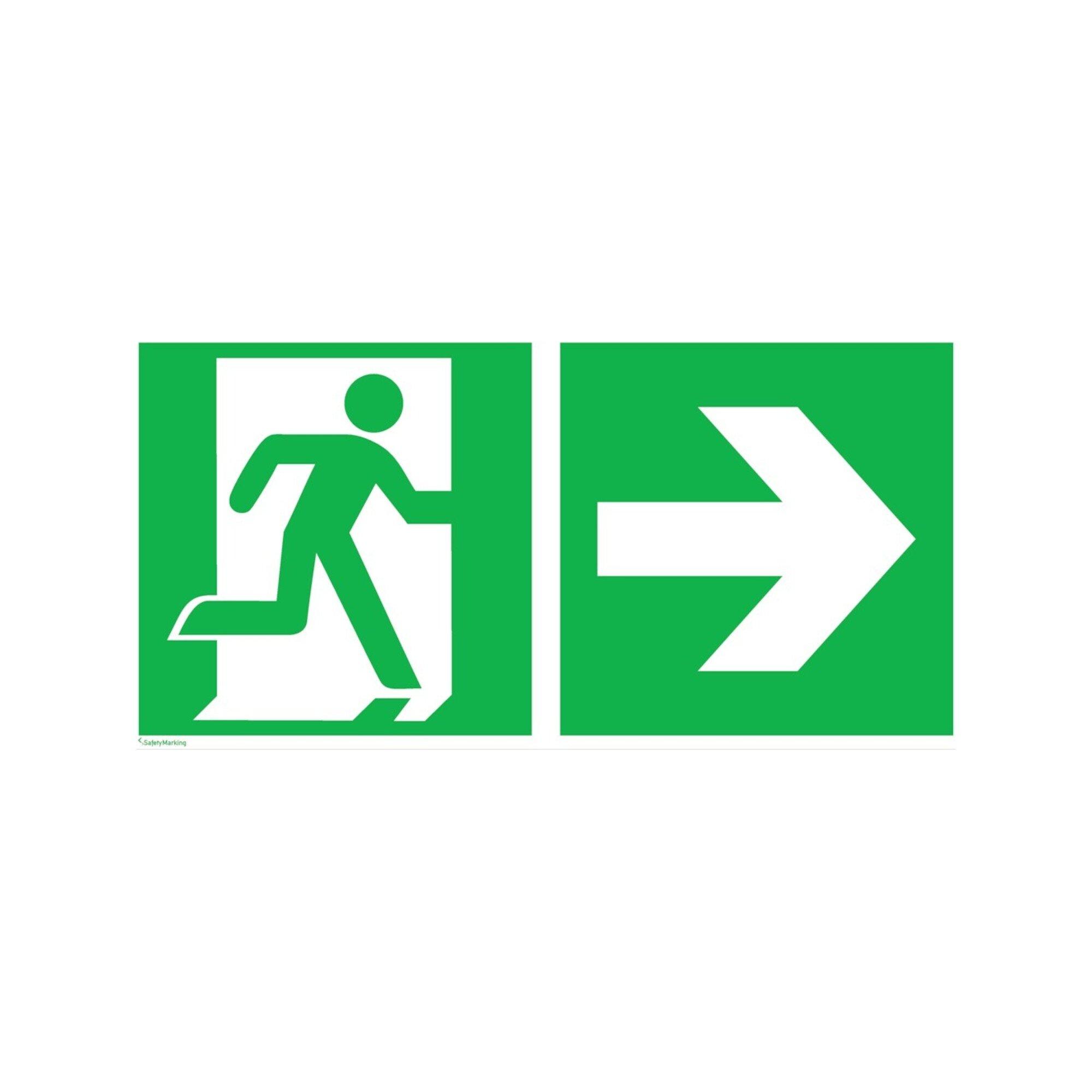 SafetyMarking Fluchtwegschild Folie B400xH200 mm Notausgang rechts mit Pfeil rechts ; wolk (38.0087)