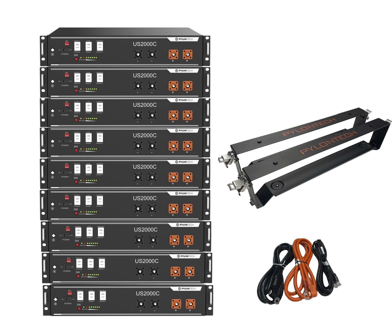 Pylontech 9 x US2000C 21,6 kWh Solarspeicher Lithium LiFePO4 inkl. Kabel, Halterung und BMS