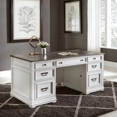 Liberty Furniture Allyson Park Executive Desk Hidden & Locking File Drawers