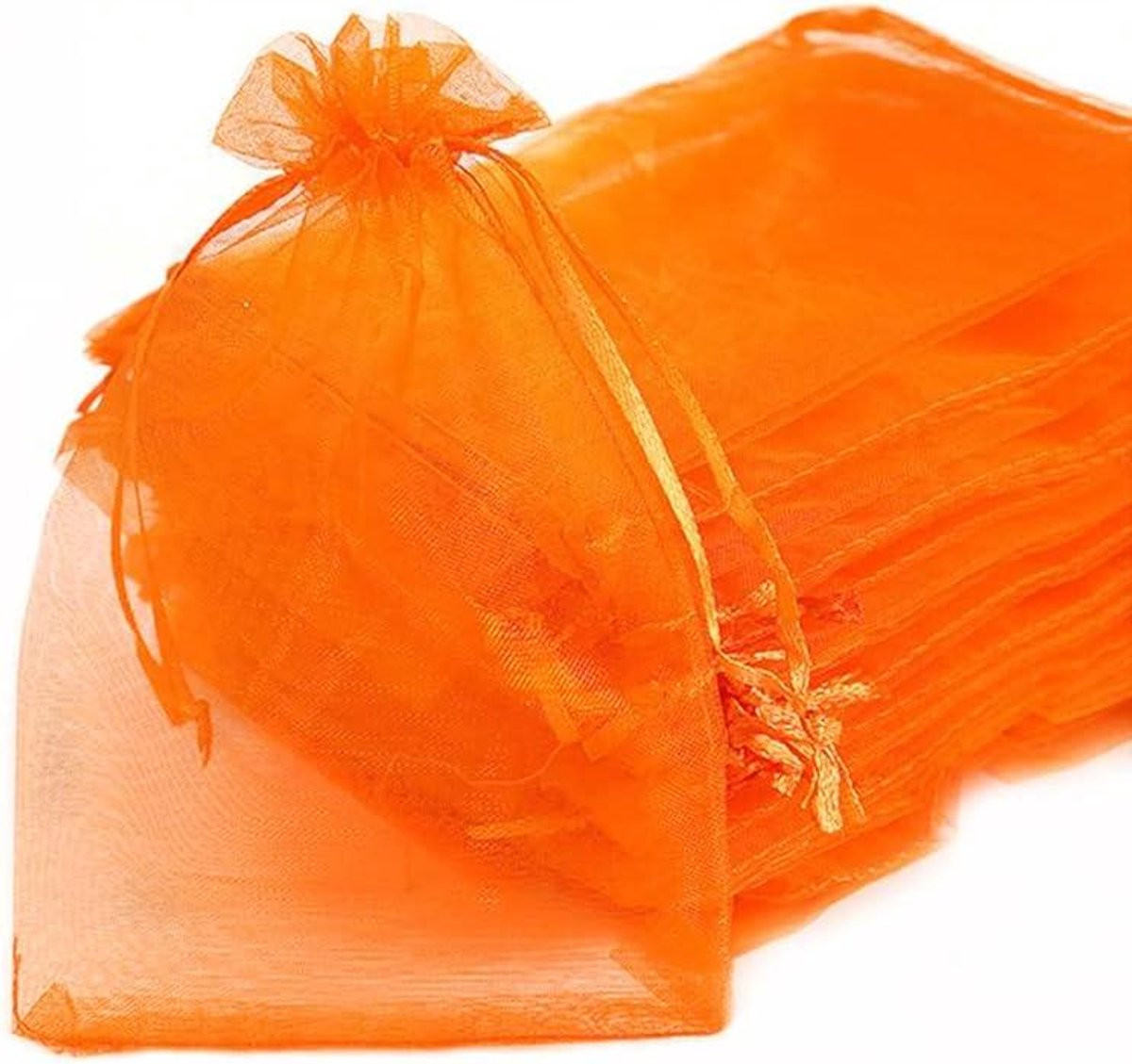 Oranje Organza Zakjes met Trekkoordsluiting - 7 x 9 cm