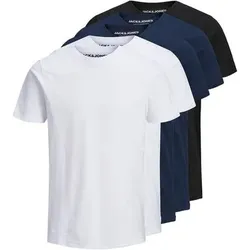 JACK AND JONES JACK&JONES Herren T-Shirt, 5er Pack - BASIC TEE O-NECK, Kurzarm, Baumwolle, Größe S in Weiß Weiß