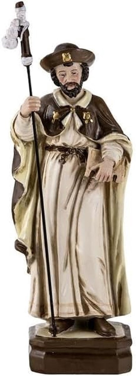 Handgeschilderd Religieus Beeld Sint Jacob - Decoratief Object - Multicolor - Hoogte: 20 cm