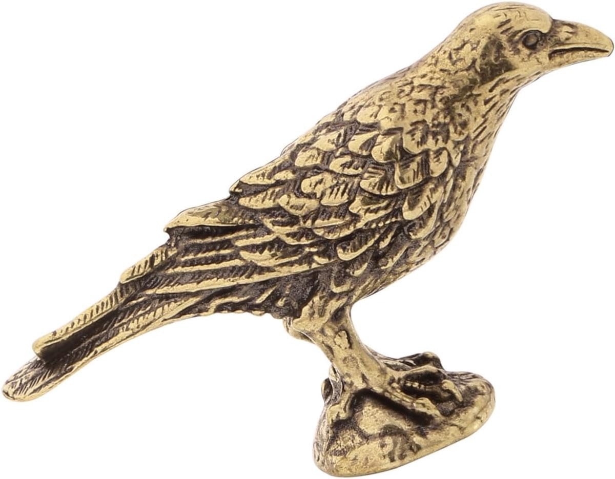 Raven beeldje van messing - Moderne kunst sculptuur voor woondecoratie