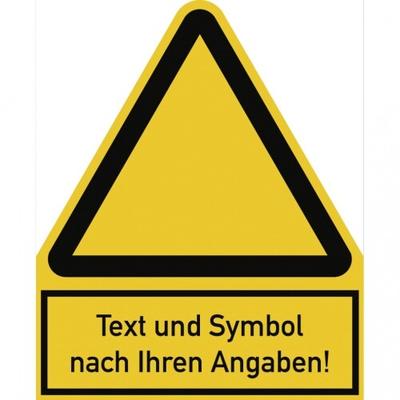 Dreifke® Schild, Warnzeichen - Symbol und Text nach Ihren Angaben, Kunststoff, 200x244 mm