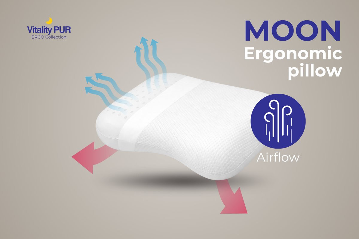Vitality Pur MOON Pillow – Ergonomisch Memory Foam Hoofdkussen voor Nek- en Schouderondersteuning – Ademend en Wasbaar