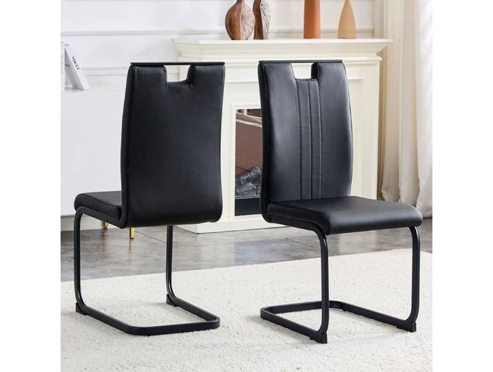 CollaHausse Lot 2 chaises incurvées simili-cuir noir style industriel décoration maison moderne