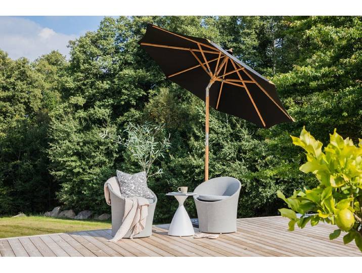 Garten Sonnenschirm Boho – Ø270 cm in wahlweise Schwarz oder Grau - Schwarz - Luxusbetten24