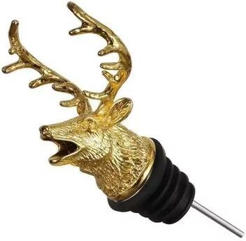 Inspired Living Elegant Deer Head Stainless Steel Wine & Champagne Bottle Stopper Vacuum Seal Bar Accessory gold