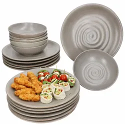 CLAY GRAU 18tlg Tellerset 6 Pers Speiseteller Suppenteller Kuchenteller Strudel