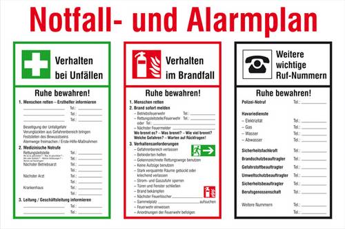 SafetyMarking 43.A5975 Aushang Brandschutz Notfall- und Alarmplan Kunststoff (B x H) 600mm x 400mm 1St.