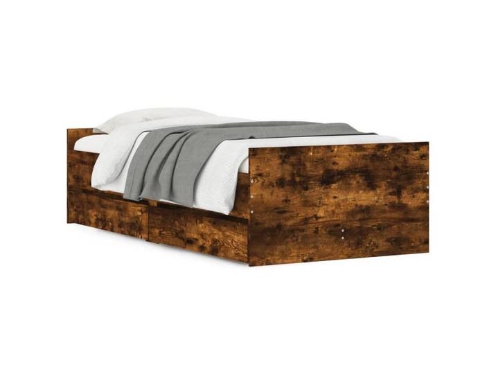 furnicato Bettgestell mit Schubladen 203x93x50 cm in Räuchereiche, (1-tlg)