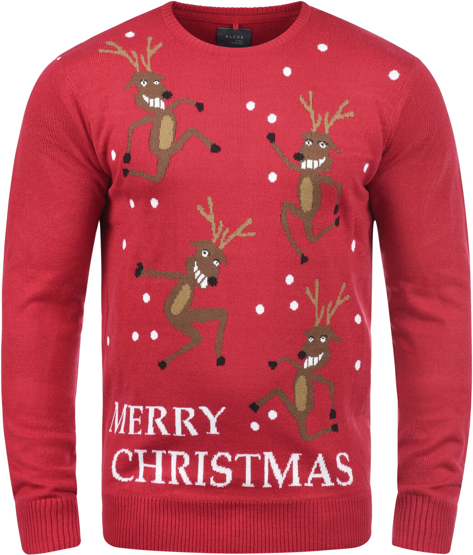 Strickfleece-Pullover BLEND "Strickpullover BHRudolph", Damen, Gr. M, rot (pomp rot, christmas), Obermaterial: 100% Polyacryl PAN., Pullover Strickfleece-Pullover
