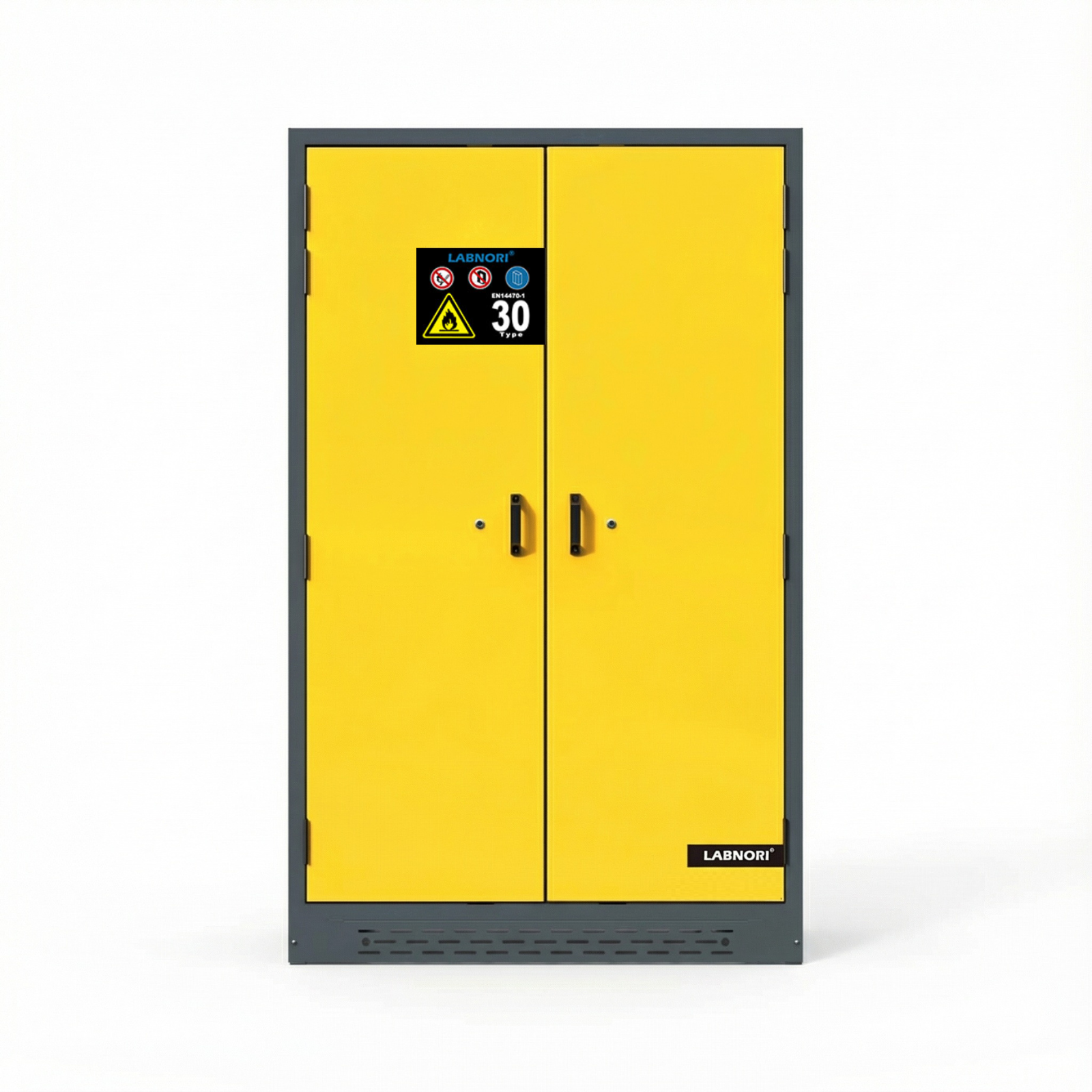 B2B Partner Feuerwiderstandsschrank für Gefahrstoffe, Typ 30, 1200 × 615 × 1950 mm, zweiflügelig