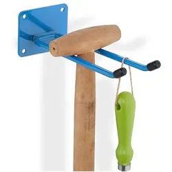 relaxdays Gerätehalter Doppelhaken blau blau