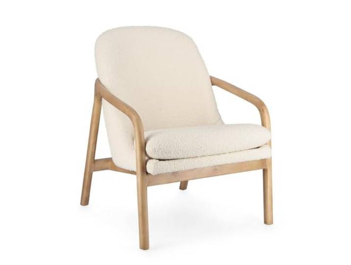 KONTE.DESIGN Elaide fauteuil, rubberboom, wit, 1 stuk