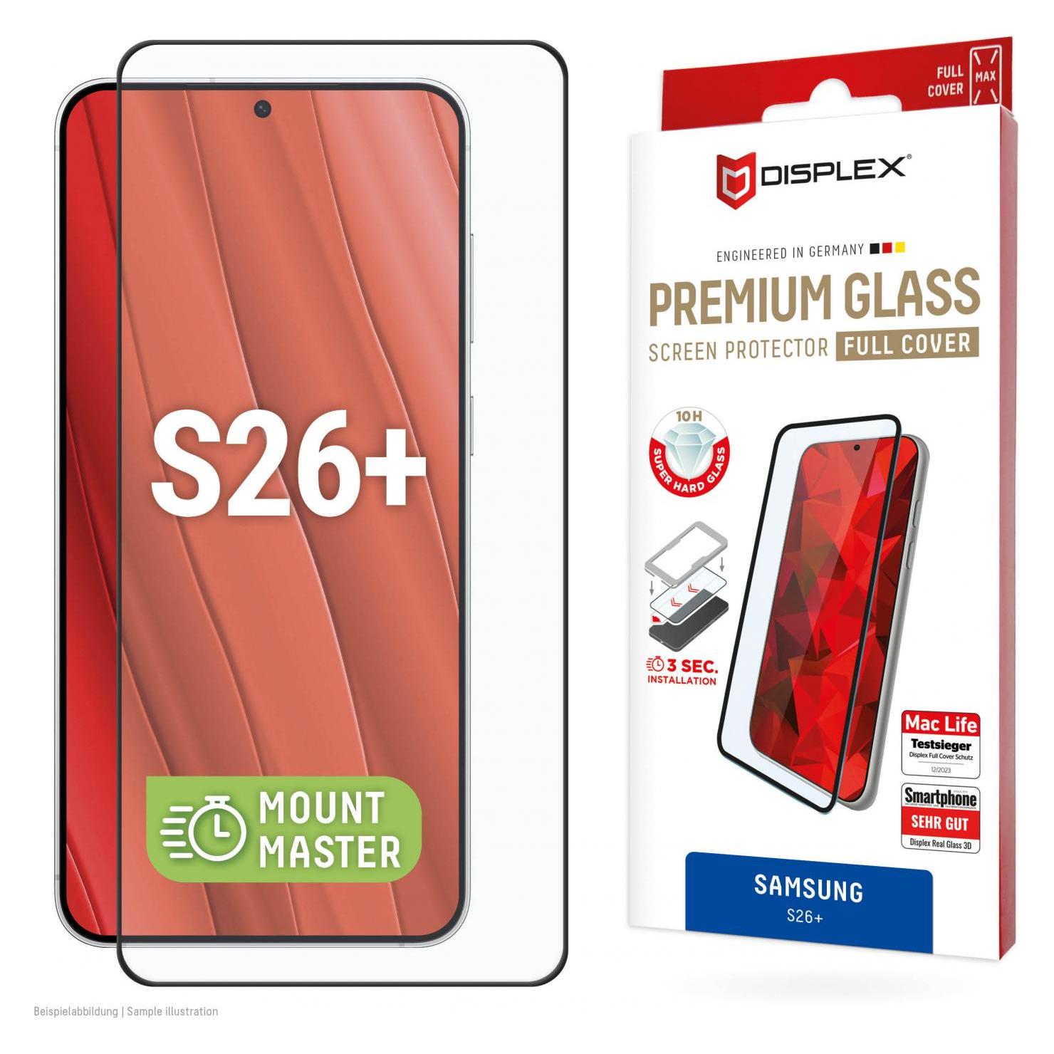 Displex Premium Glass, Full Cover Panzerglas, MountMaster (1 Stk., Samsung Galaxy S26+) (02231)