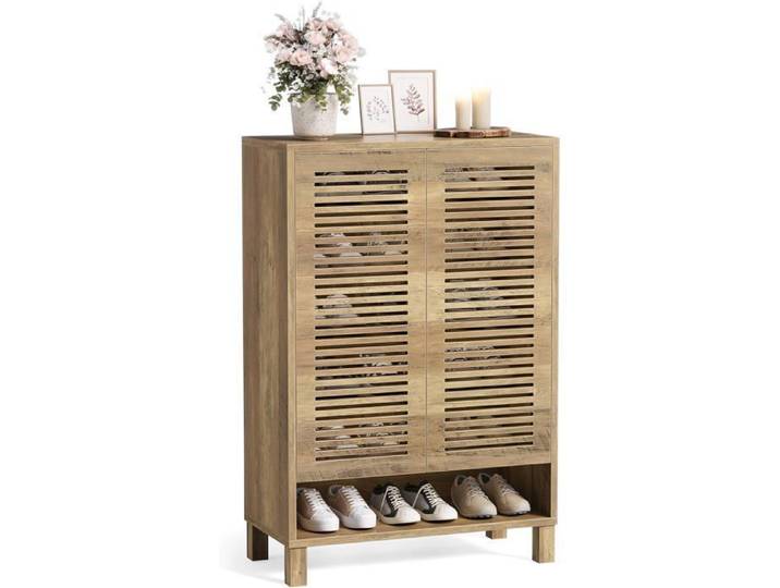 Finmind Meuble à Chaussures étroite à 6 étages - Meuble de Rangement en Bois pour Entrée - 73 x 35 x 109 cm - Marron