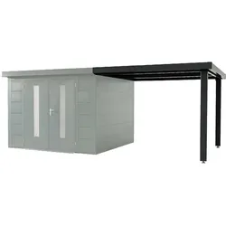 Wolff Finnhaus Terrasse 2424 Anthrazit für Premium Metall Gartenhäuser (Breite 240 cm)