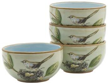 Fitz and Floyd Set of 4 Toulouse Small Bowls, 19 Oz, Green