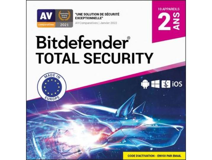 Bitdefender - Logiciel Antivirus Et Optimisation Total Security 2 Ans 10 Postes
