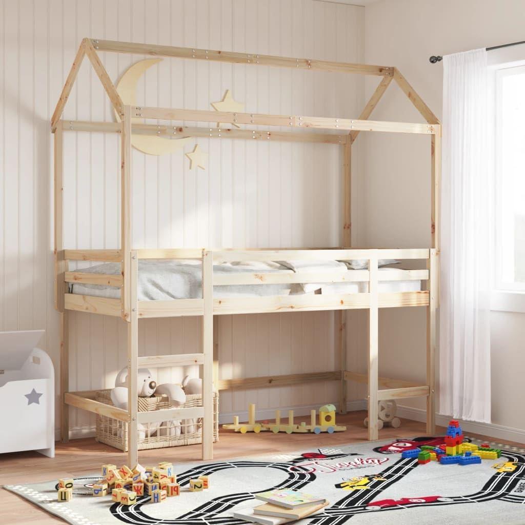 Kinderbettdach aus massivem Kiefernholz, 217x95,5x159 cm, Zubehör für Bett und Bettrahmen