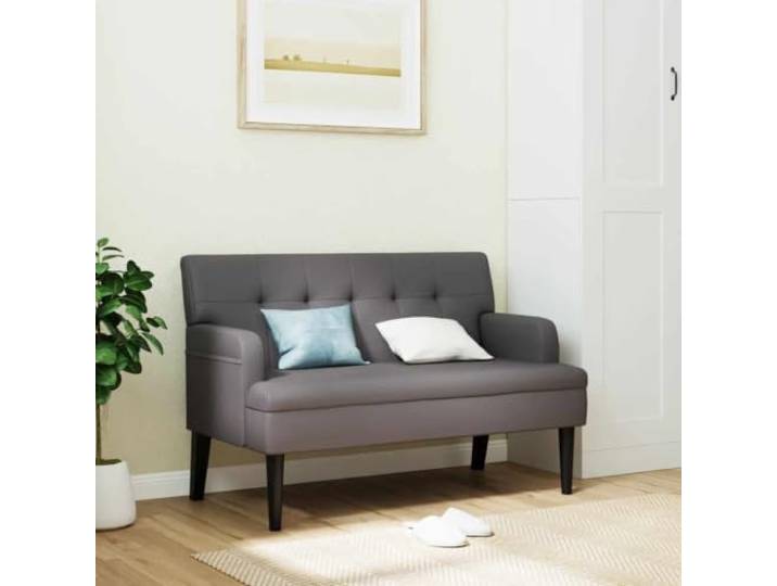 VIHHQGC Sitzbank mit Rückenlehne Grau 112x65,5x75 cm Kunstleder Kunstleder, schmutzabweisend, Kautschukholzbeine, Sperrholzgestell, 110 kg pro Sitzplatz