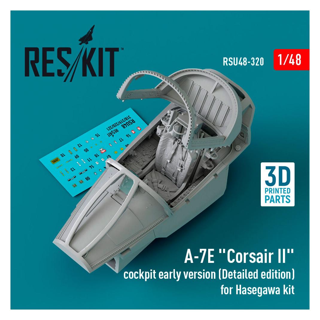 ResKit A-7E Corsair II cockpit early version (Detailed edition) for Hasegawa kit (3D Printed) (RSU48-0320)