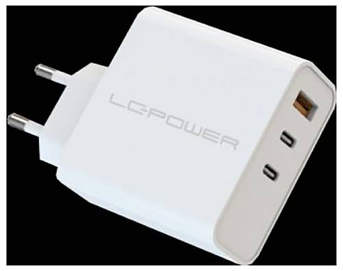 LC Power LC-GAN-65 USB Ladegerät 65W 2x USB-C, 1x USB-A USB PD 3.0 Weiß Innenbereich GaN, Schnellladegerät, USB Power Delivery