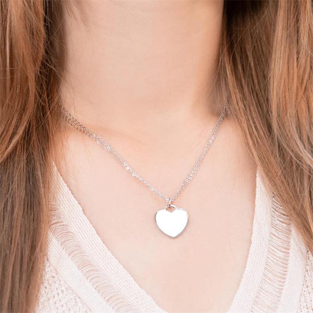 Unique Dreireihige Sterlingsilberkette Herzanhänger silber