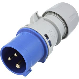 PCE-Electric CEE-Stecker PCE 40556L, 3-polig, 230 V, blau, IP44 Spritzwasserschutz, 16 A