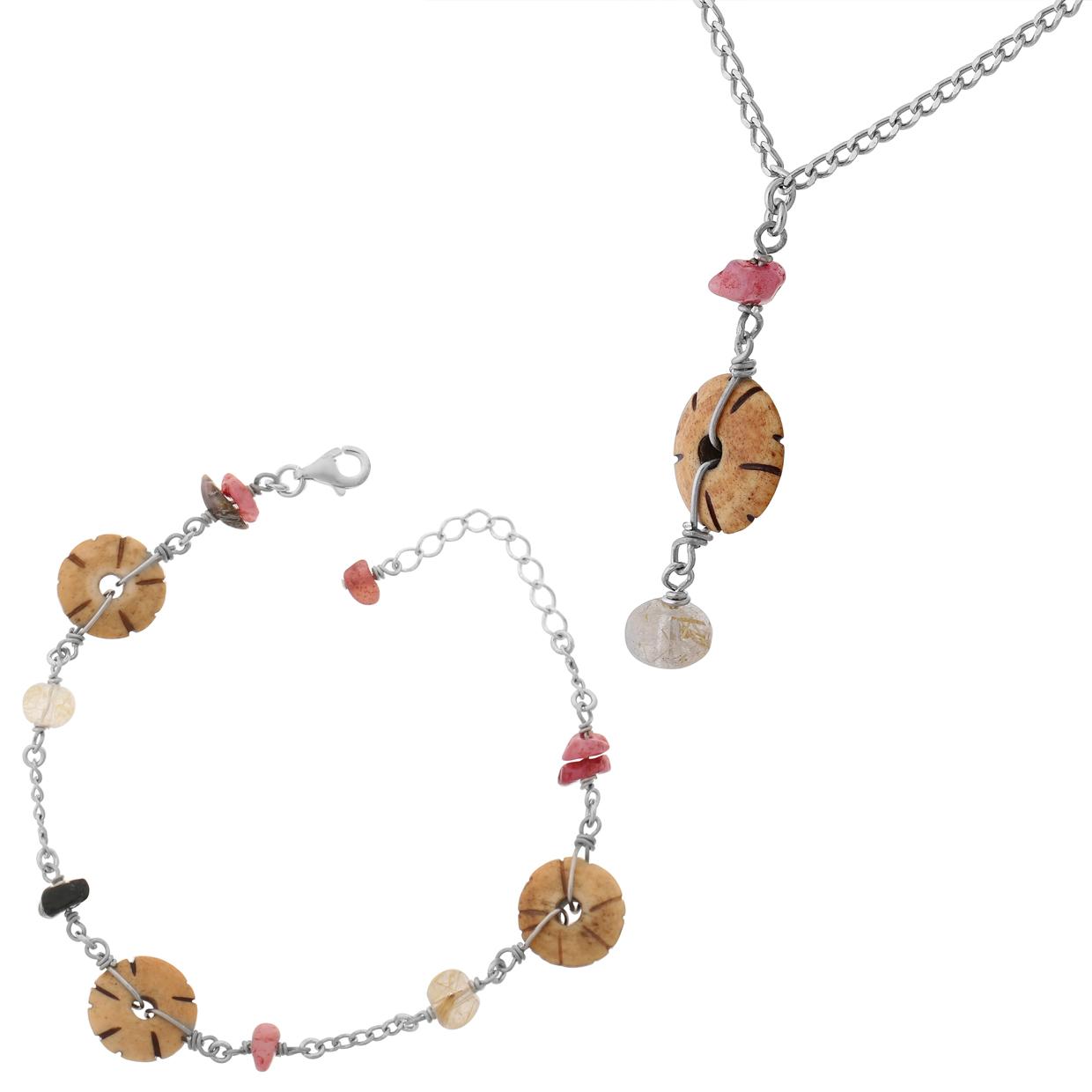 Orphelia Dames 925 Zilveren Set: Armband + Ketting - Zilver SET-2586