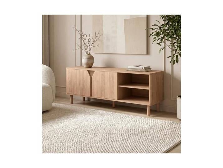Sicaan meuble tv scandinave 140cm finition chêne - soan