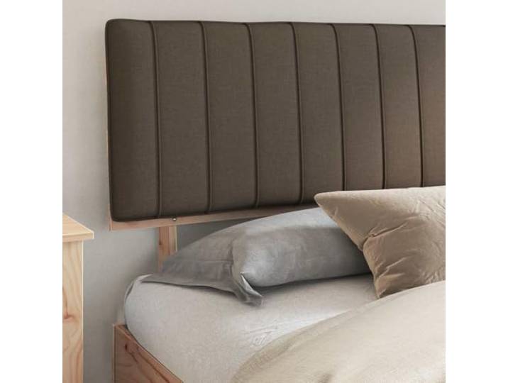 KTHLBRH Bett mit Kopfteil bezogen Taupe 200 x 200 cm Kiefer massiv Lattenrost, ohne Federnetz, einfache Reinigung, einfache Montage