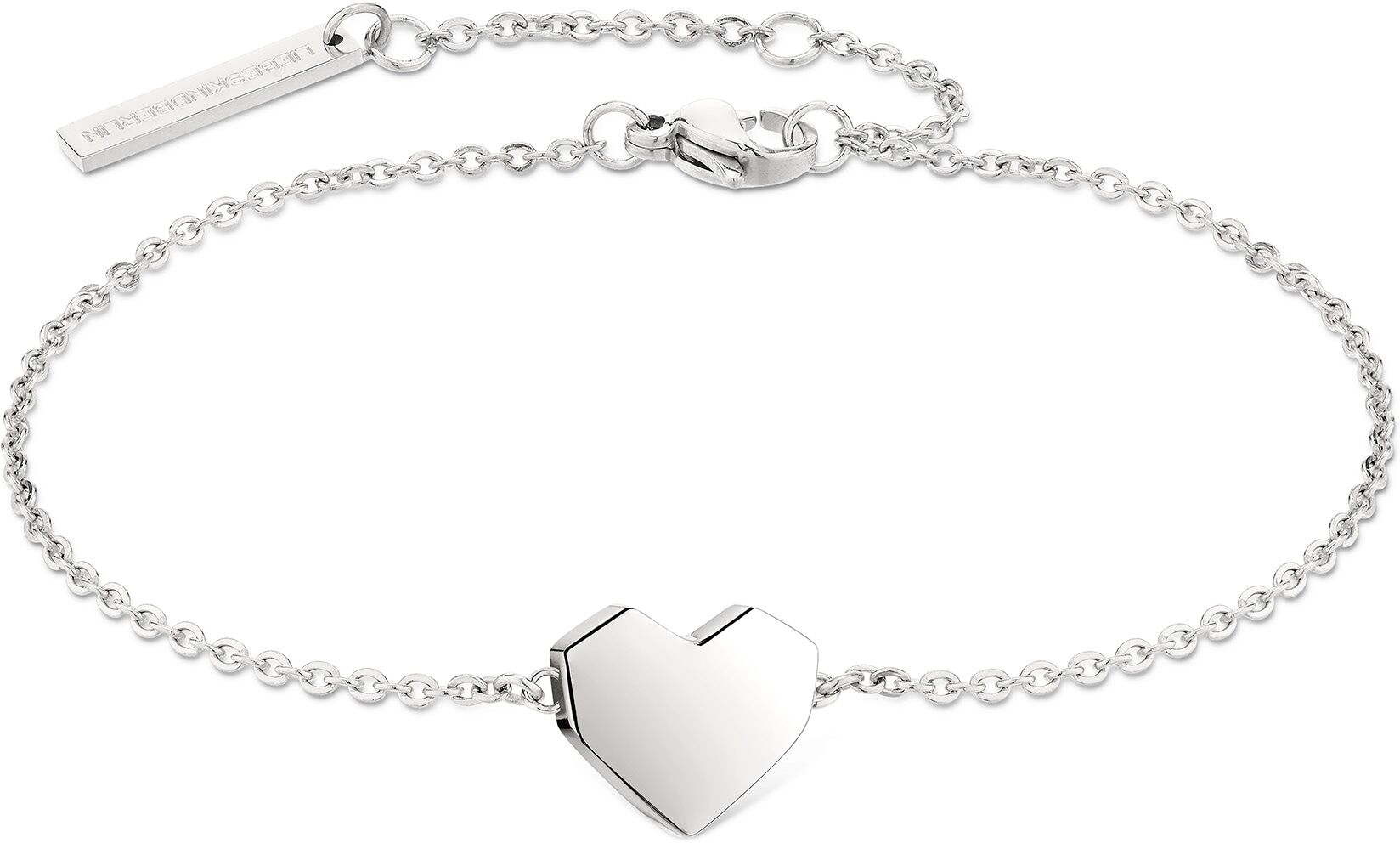 Armband LIEBESKIND BERLIN "Schmuck Edelstahl Armkette Urban Heart Herz", silber (edelstahlfarben), Armbänder, 21cm, Edelstahl, Armband