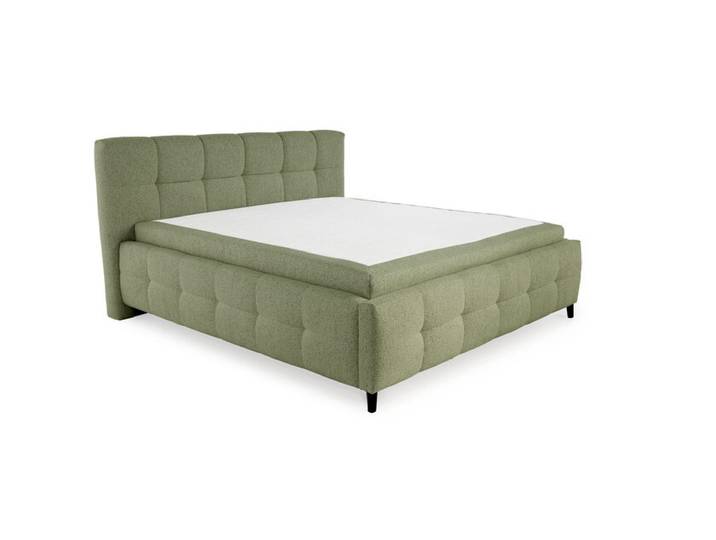 Bettgestell LUCY Textil 225 x 210 x 59 cm Bubble Optik Blassgrün