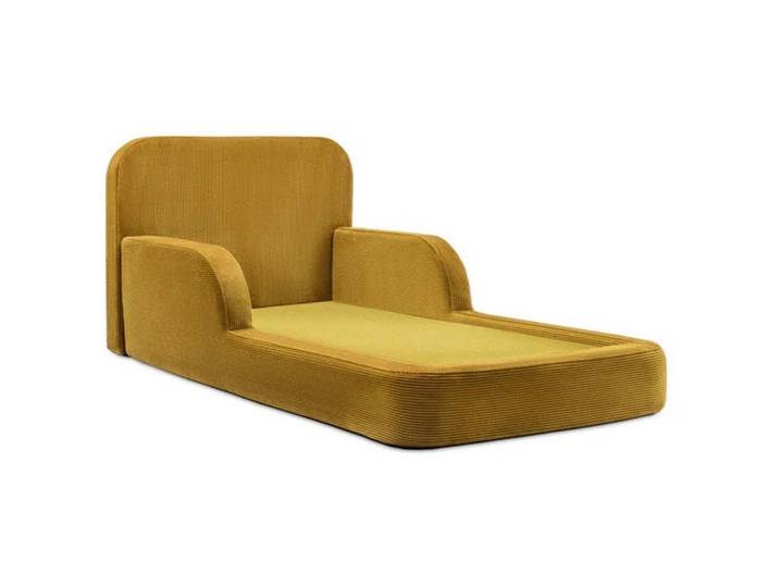 Bettsofa Funbed Senfgelb Gerippter Plüschstoff B 90 T 210 cm - Bettsofa