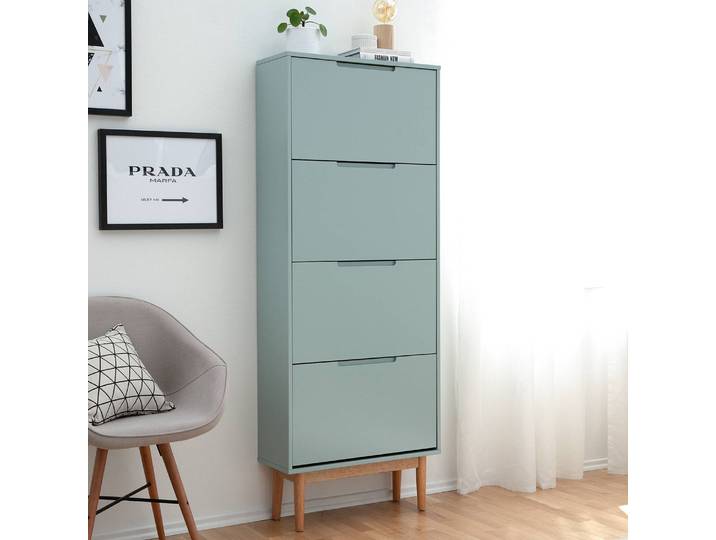 home24 Schoenenkast kiepdeur 162cm groen/mintgroen