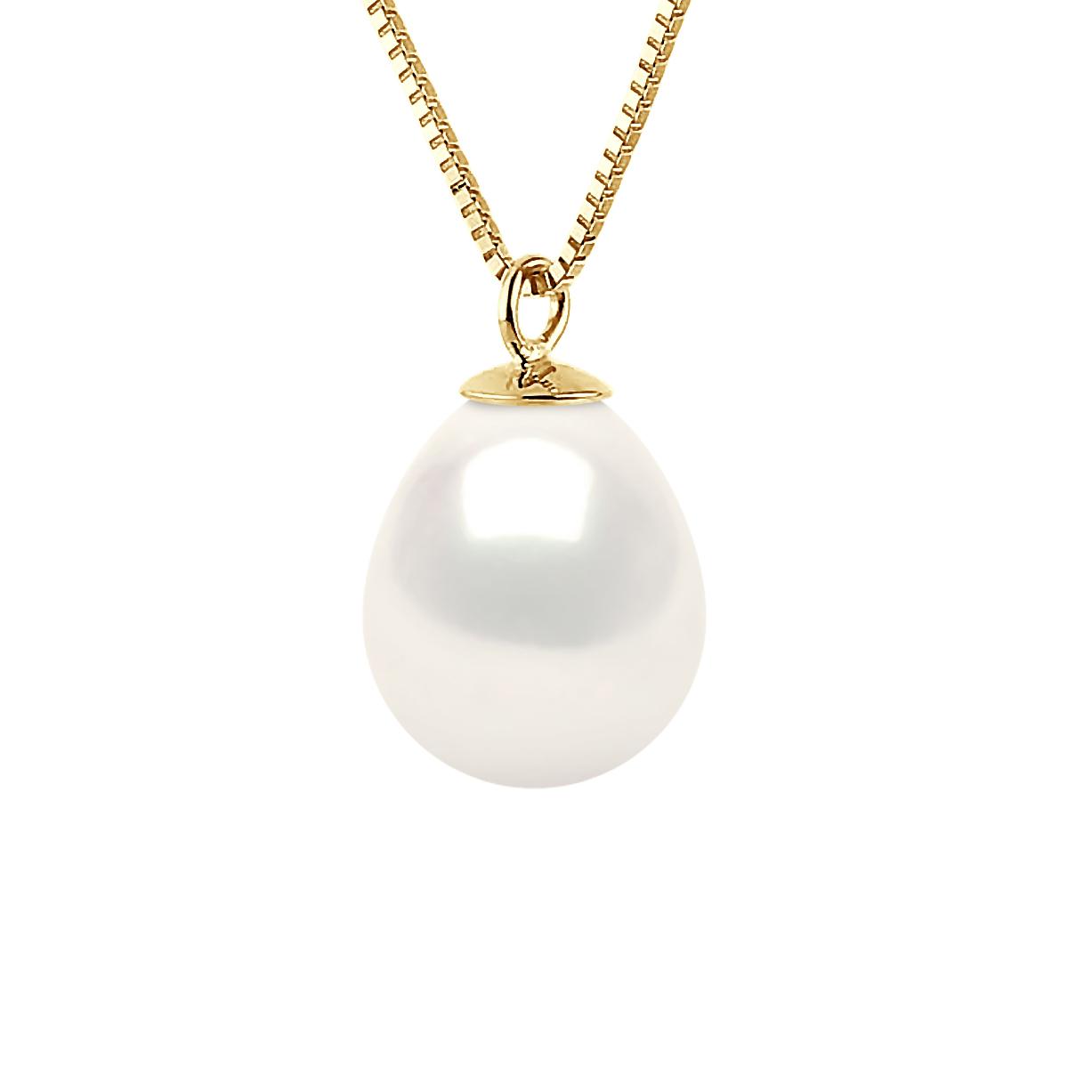 Ketting gekweekte parel Zoetwater 8-9mm White Pear Geel Gouden Ketting