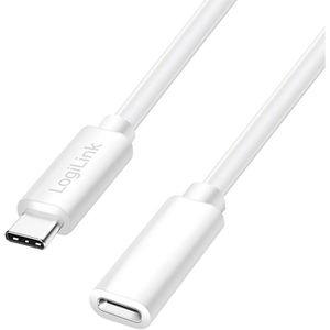 LogiLink USB-Kabel CU0221 USB-C 2.0, 2,0 m, Verlängerungskabel, C Stecker / C Buchse, weiß