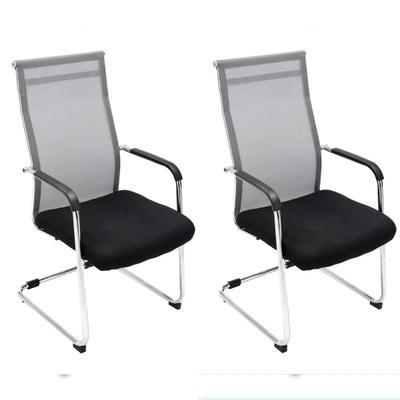 PROREGAL 2er Set Besucherstuhl TOULOUSE HxBxT 106,5x55x62cm Kunstleder Grau Konferenzstuhl