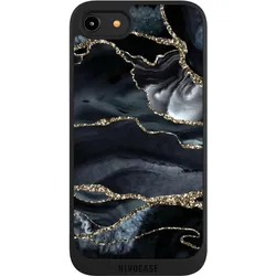 Nivocase Handyhülle für Apple iPhone 8 Hülle NIVOpure Case Schwarz Glitzer Look Marmor Trends (Apple iPhone 8), Smartphone Hülle, Schwarz