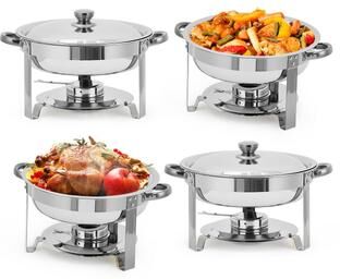 Garvee 2/4/6 Pack Chafing Dishes for Buffet, 5 QT Round Stainless Steel Buffet Servers & Food Warmer Set