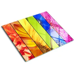 GLASPLATTE 60x52 cm Bunte Blumen